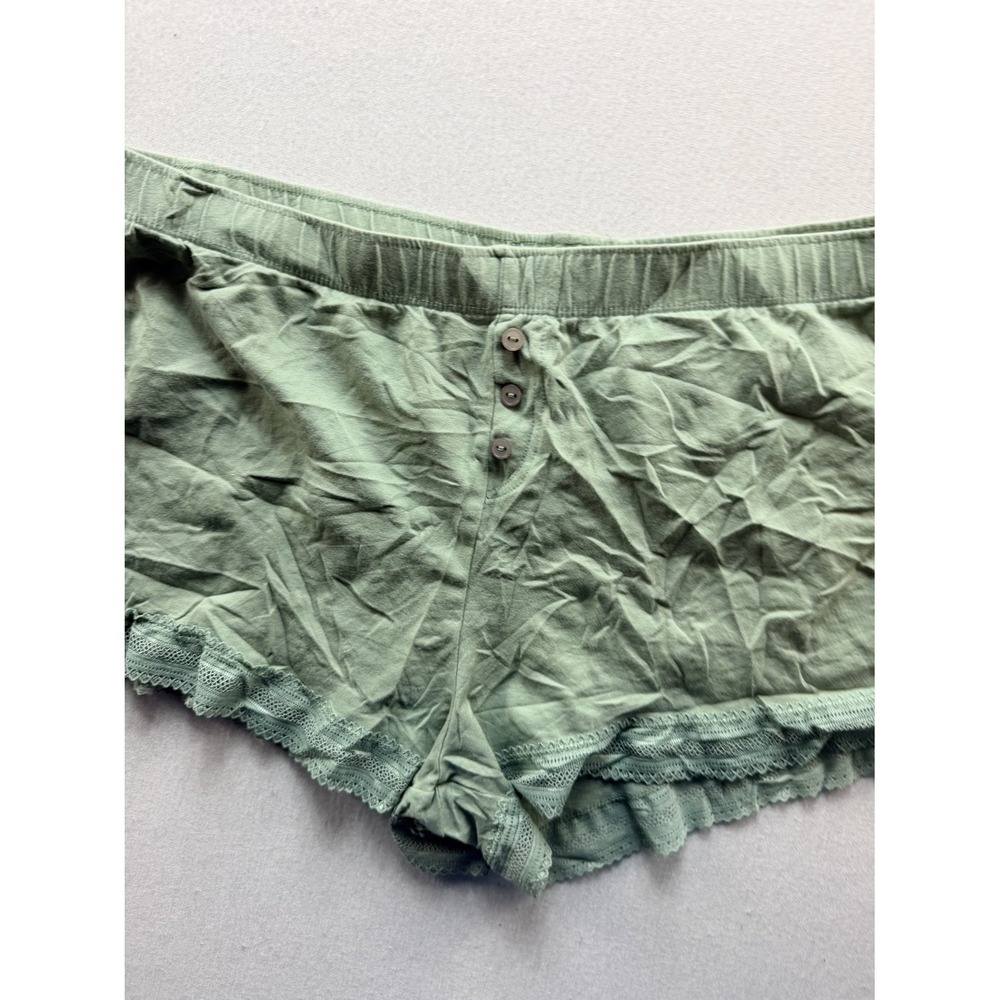 Primark Sleep Shorts Womens 10/12 Green Good Organic Cotton Lace Trim 16522 - Picture 5 of 8